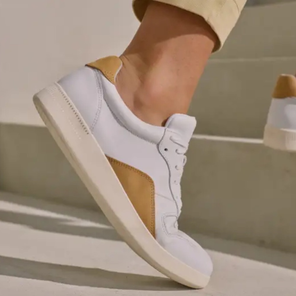 Everlane Court Leather White Yellow Sneakers